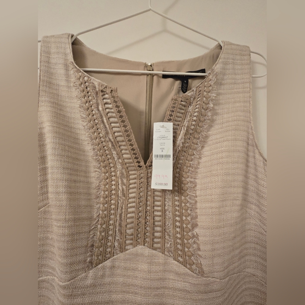 NWT White House Black Market Beige Sleeveless Suit Dress - Picture 3 of 11
